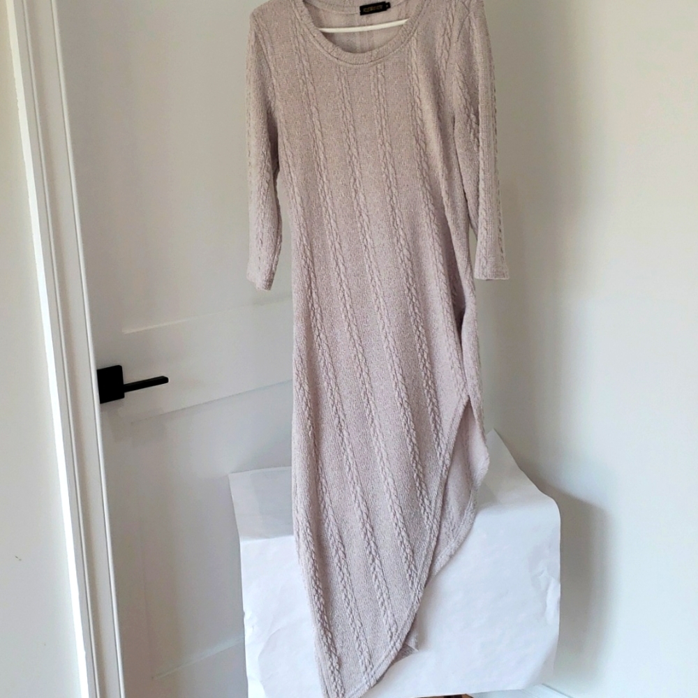 Reborn Beige High Low Sweater Dress Size M